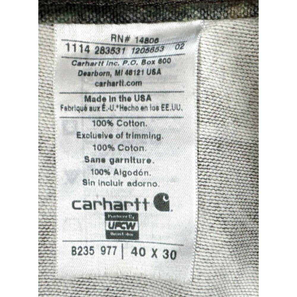 Vintage Carhartt Camo Pants Mens 40x30 RealTree Dungarees Canvas USA B235 NWOT - Picture 6 of 14